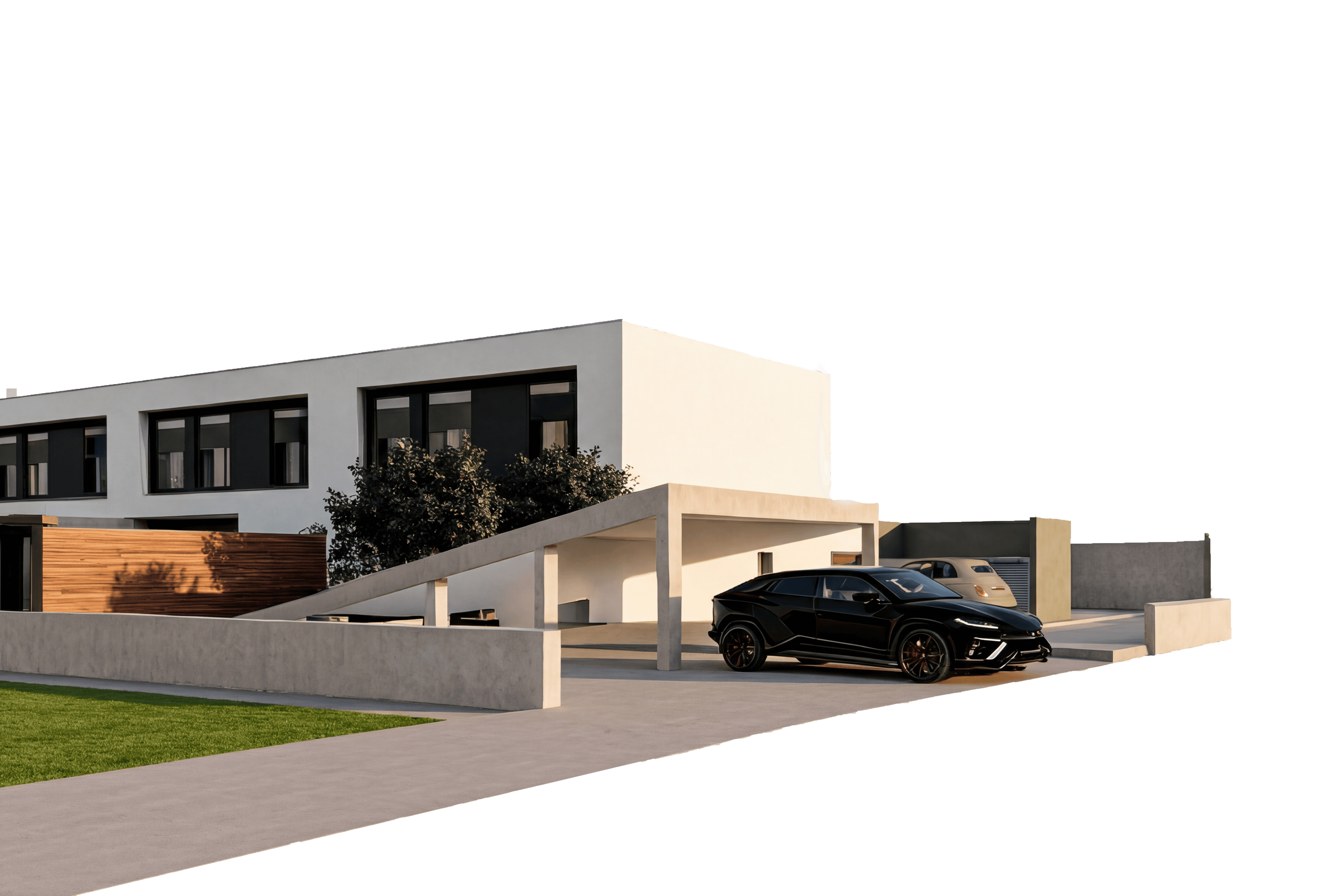 modern sculptural building with curved wooden exterior