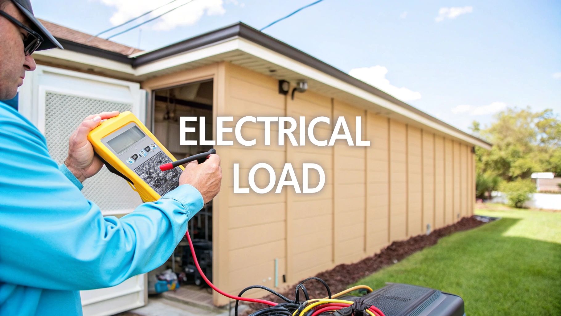 a man using a tool to check the electrical load for a house