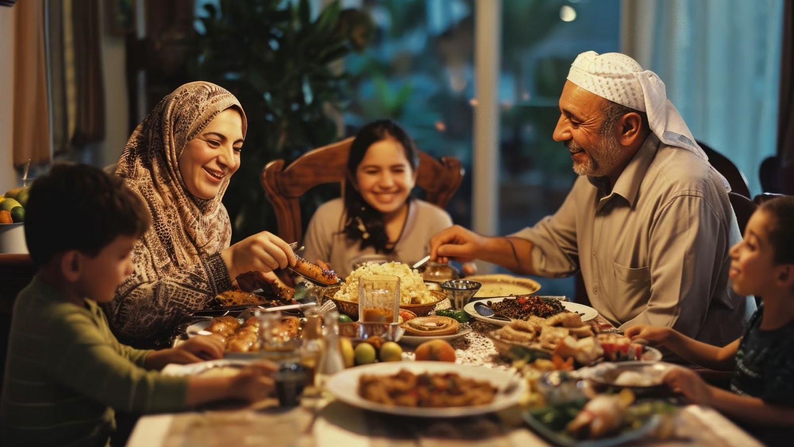 Multigenerational family sharing a meal