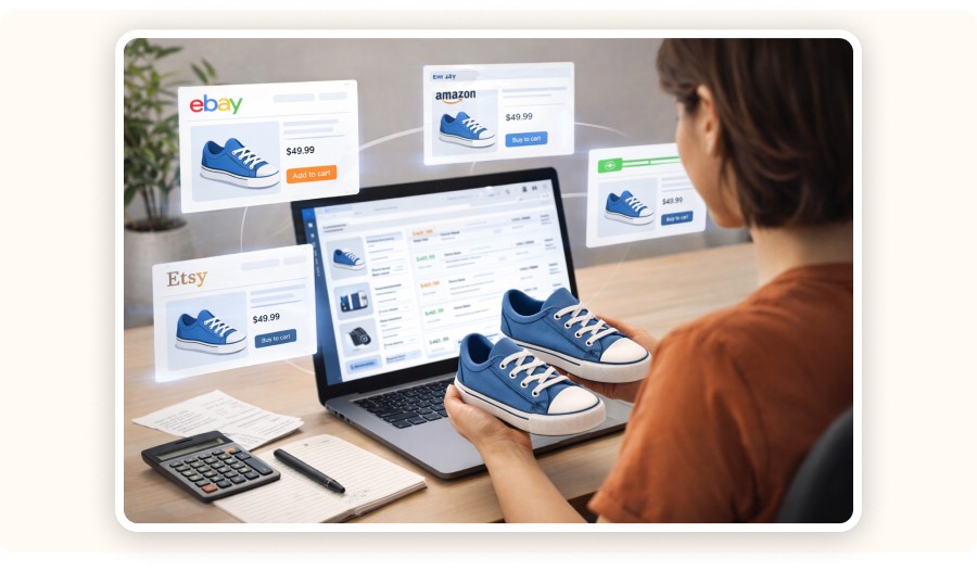 a man working on several product