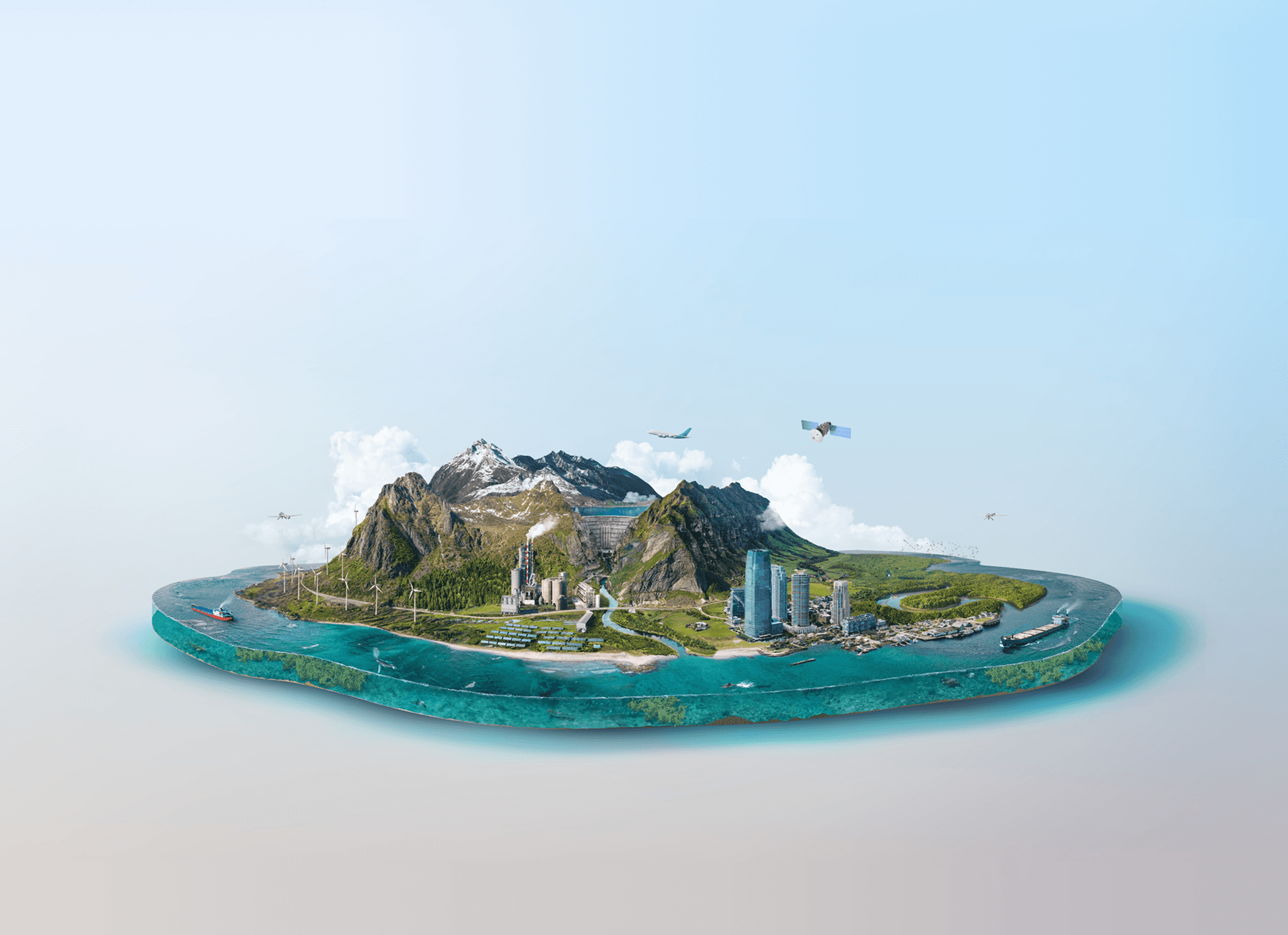 Drone shot of a running track at night