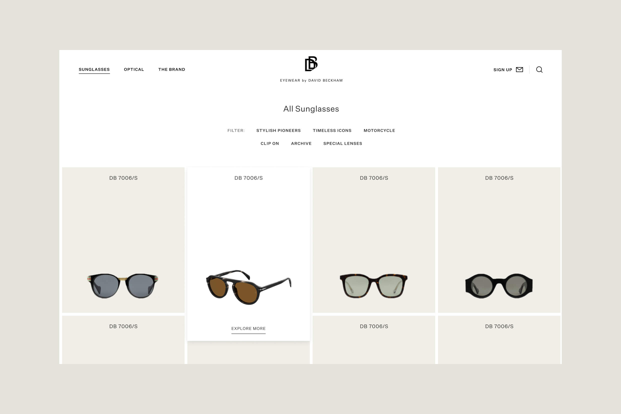 Eyewear by David Beckham - Product Listing Design