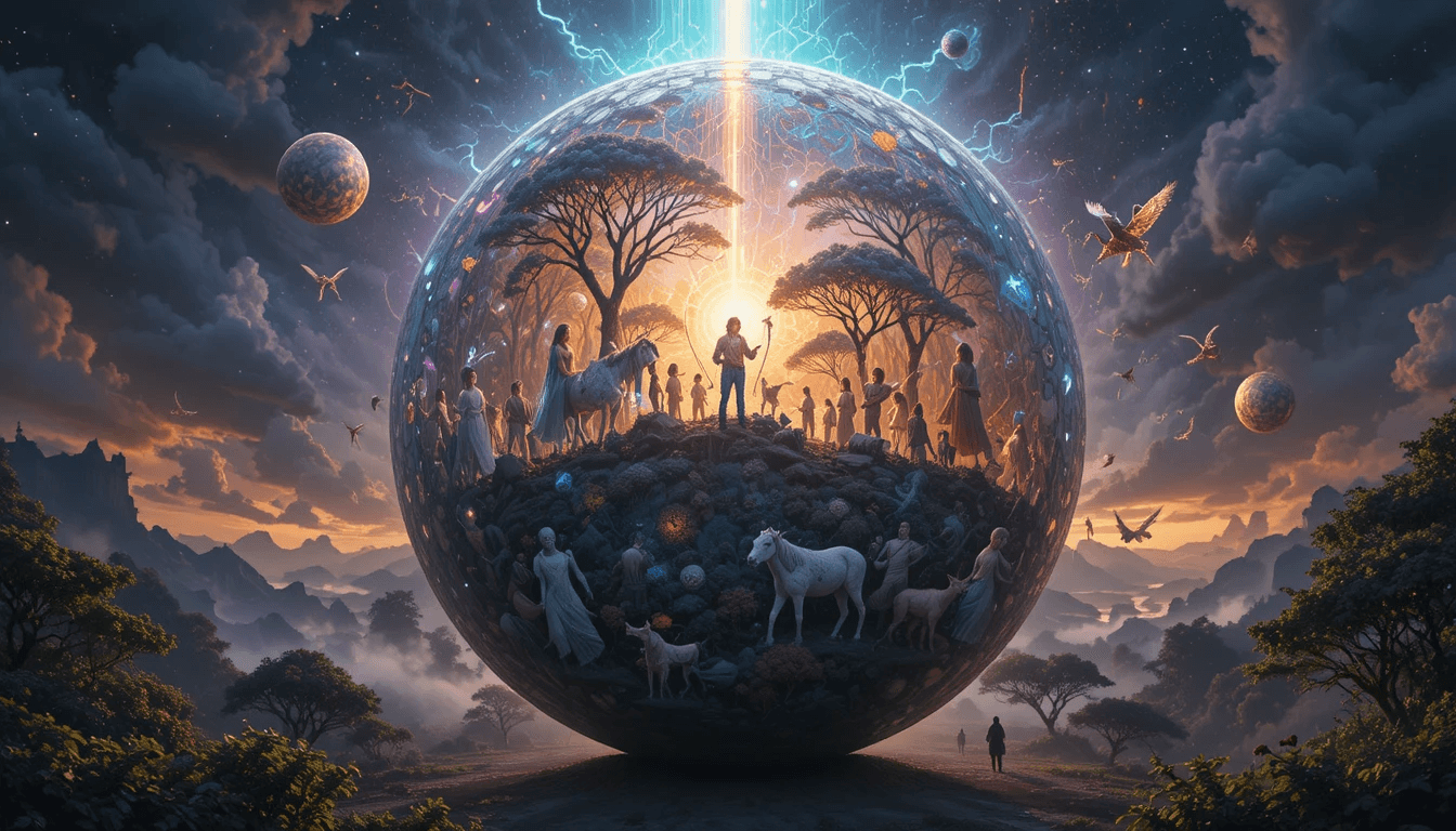 Symbolic image of unity representing Brahman as one reality appearing in many forms, blending individuality and universal consciousness| Jyotisa.org