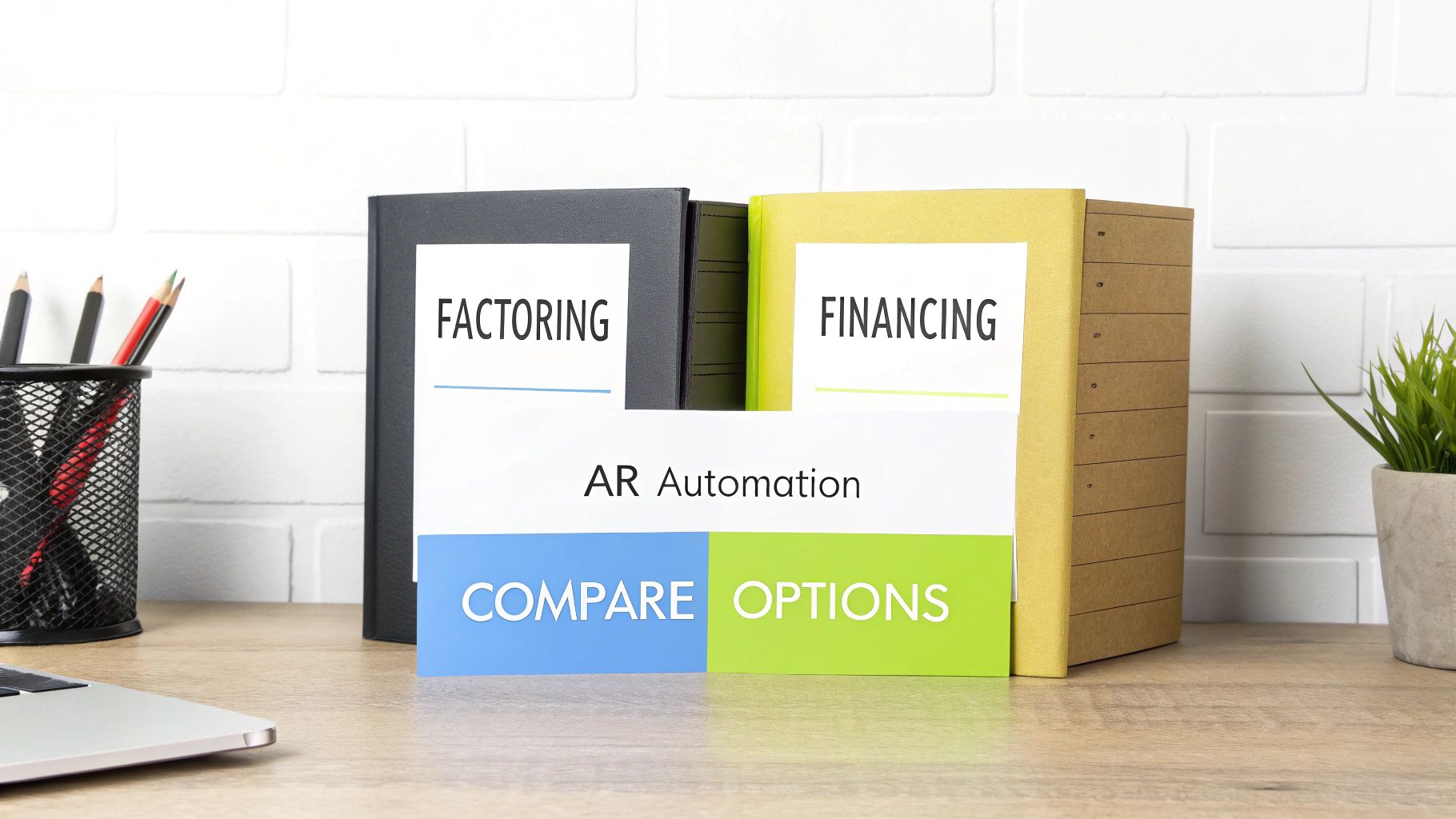 A cinematic image of a balanced scale, with a pile of cash on one side and a stylized client relationship icon on the other, representing the trade-off between immediate liquidity and client control.