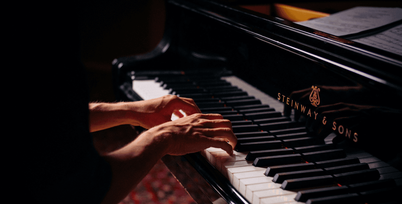 Piano in a Hall Ready for Recording
