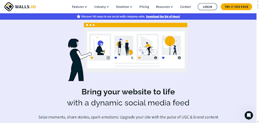 Walls.io social media feed web page