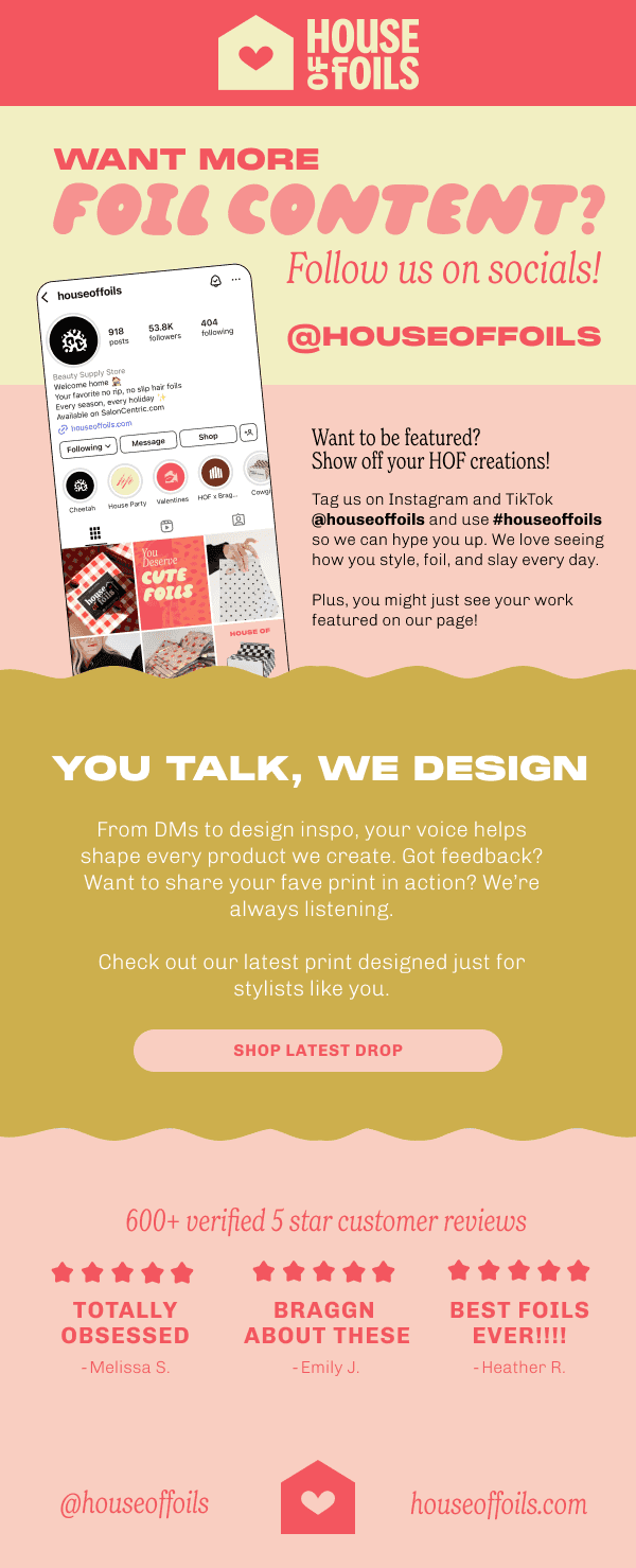 House of foils email design