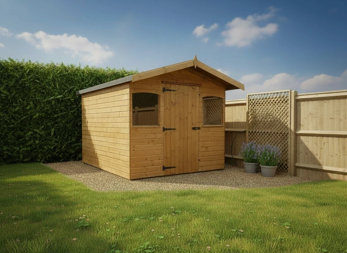 Apex shiplap garden workshop with gravel base