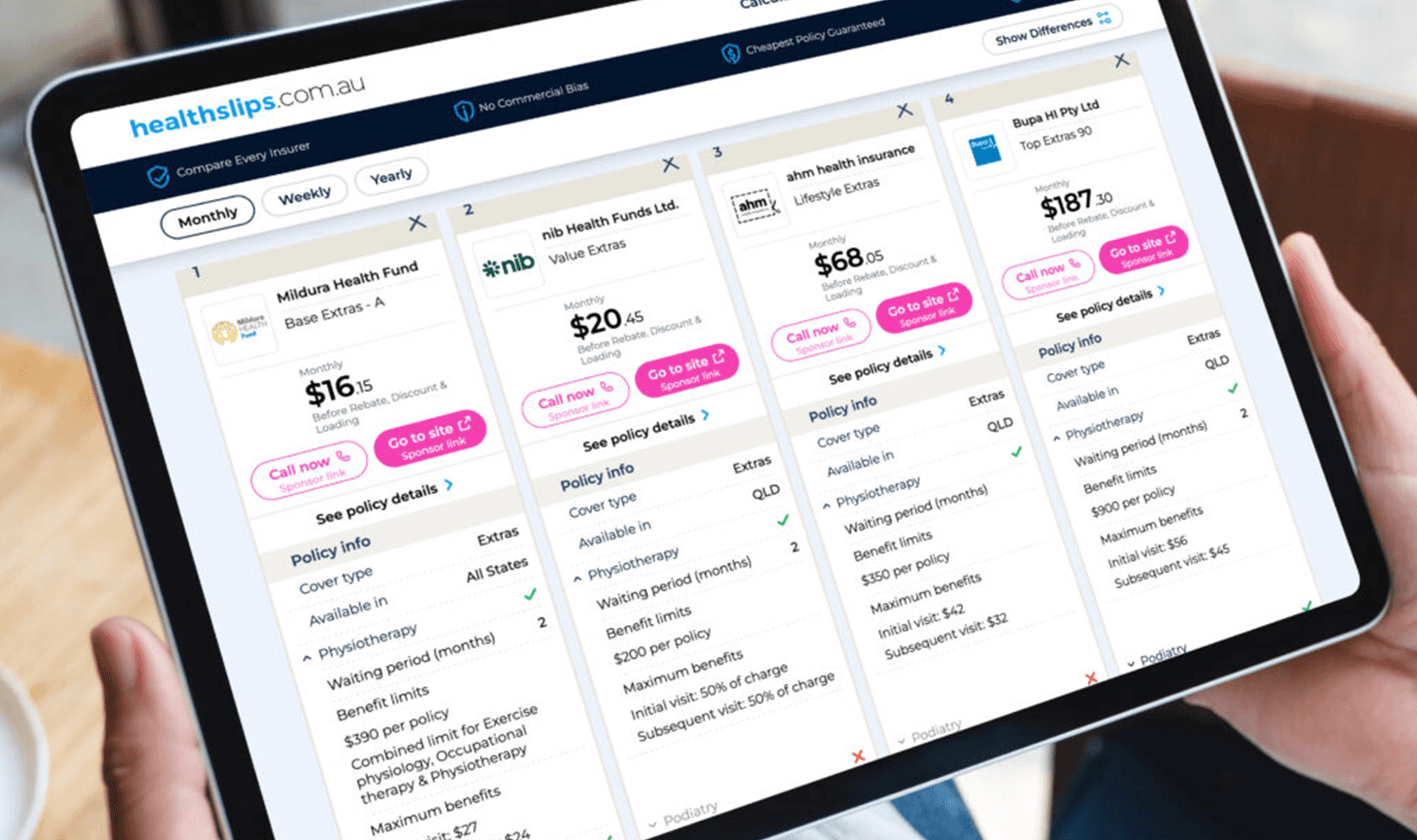 Healthslips calculator web app UX consultant sydney phone 