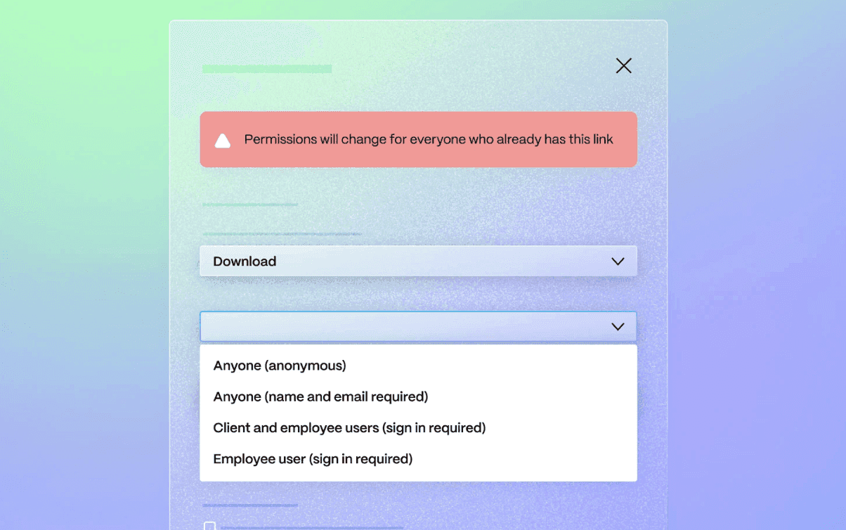 Permission settings of ShareFile