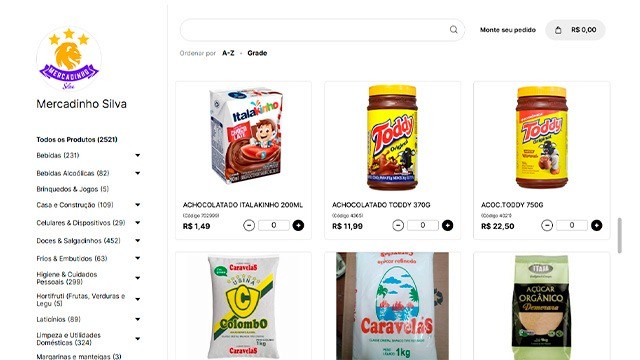 Exemplo de catálogo online do Nex do Mercadinho Silva.