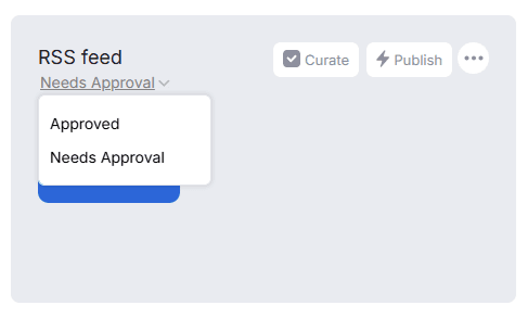 approval settings for rss feed