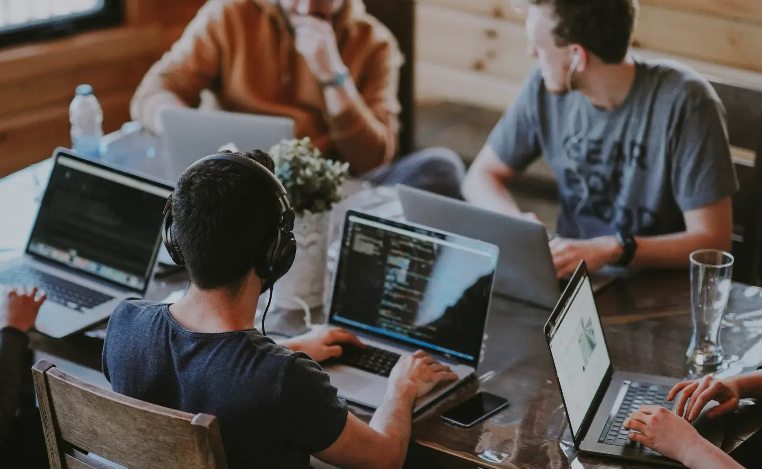 Developers working around a table