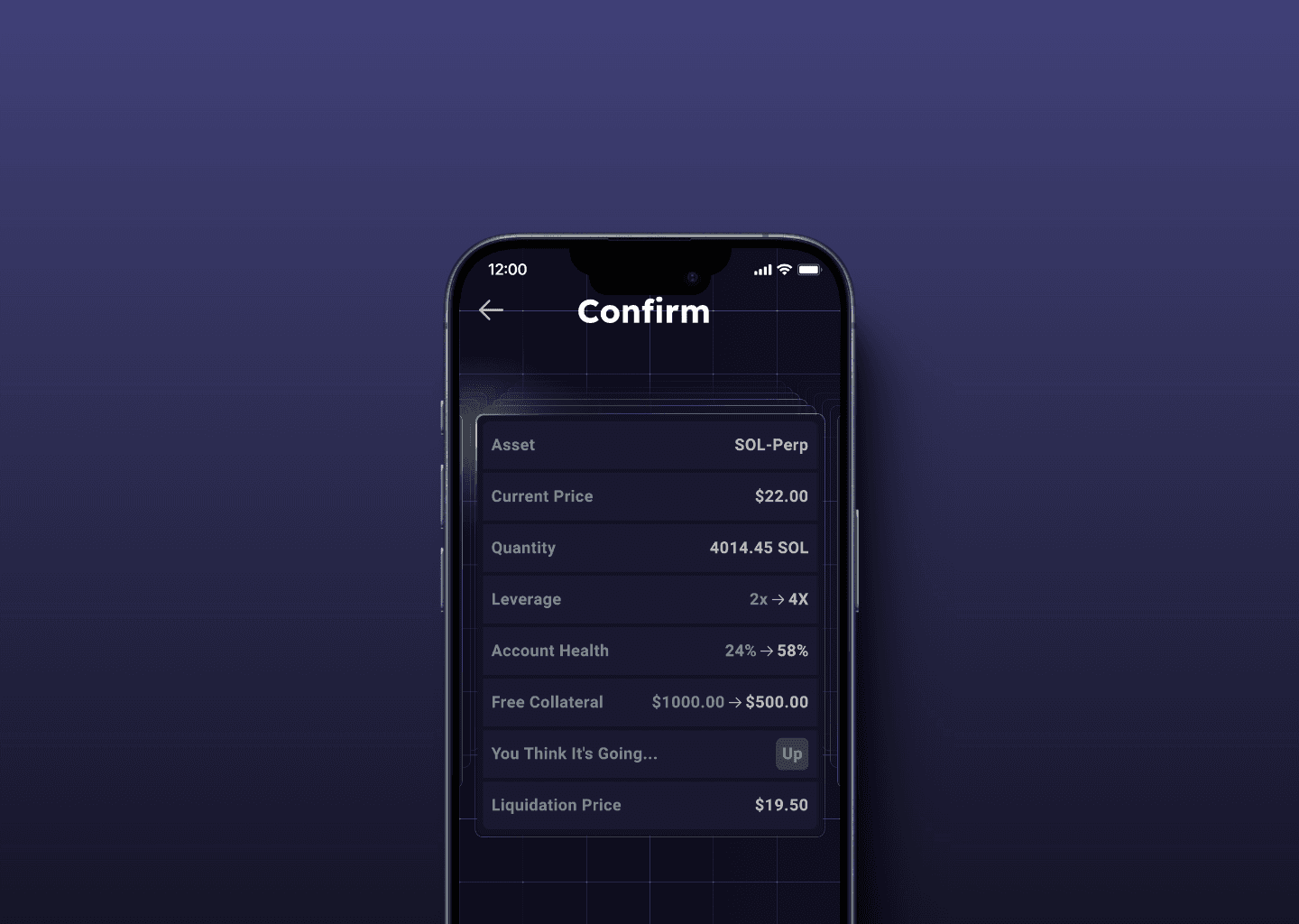 mobile app trading confirmation screen