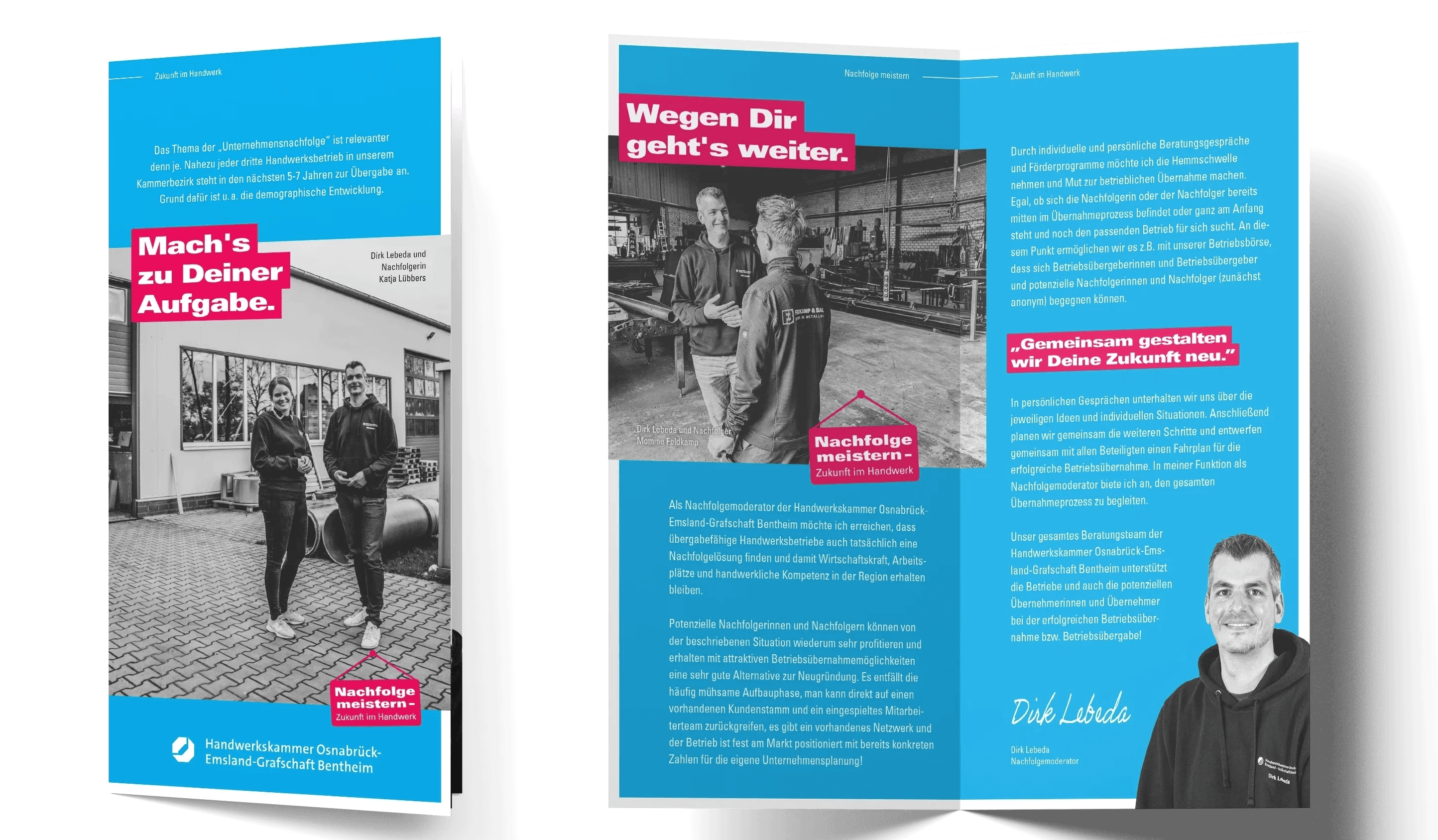 Broschüre: Mach's zu Deiner Aufgabe, weiter geht's. Informationen und Kontakt zur Gemeinde.