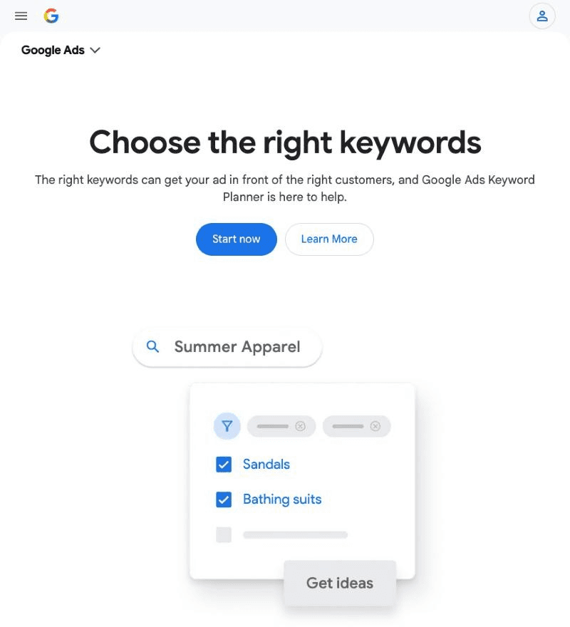 Google Keyword Planner, a free keyword research tool