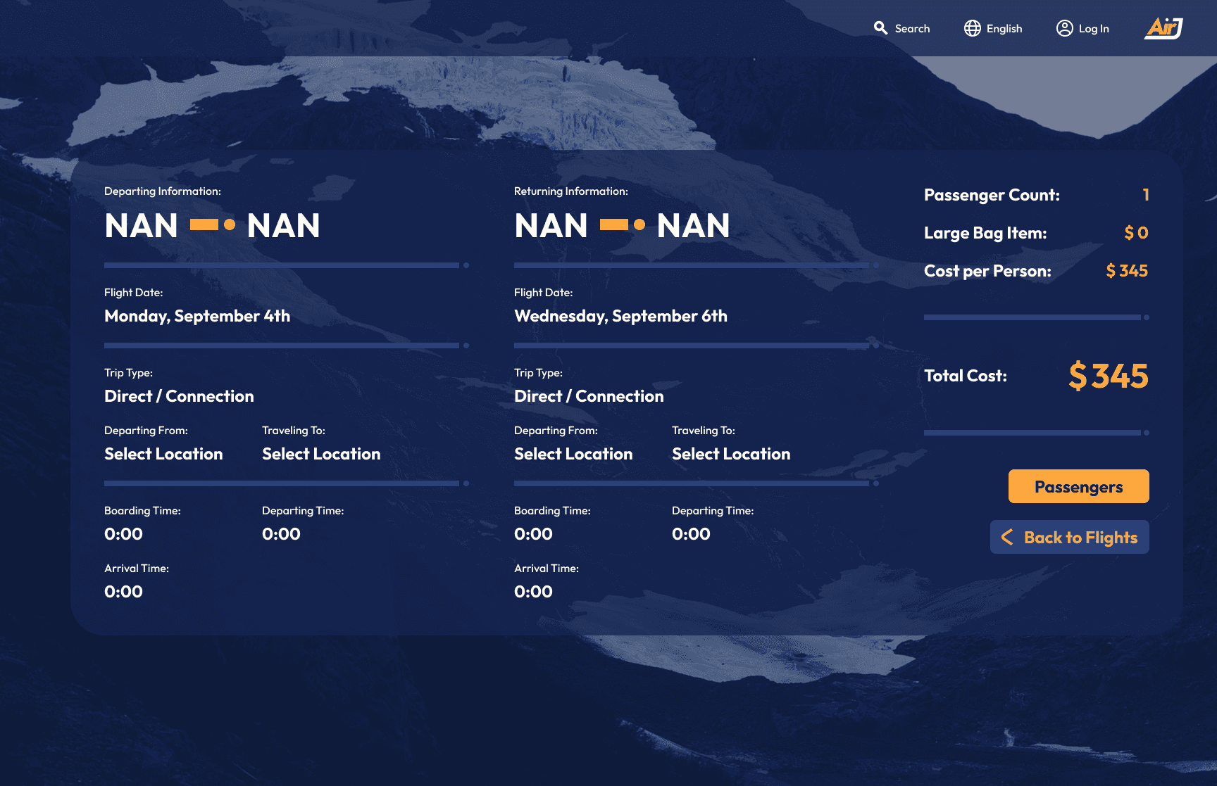 Final design of the flight summary page.