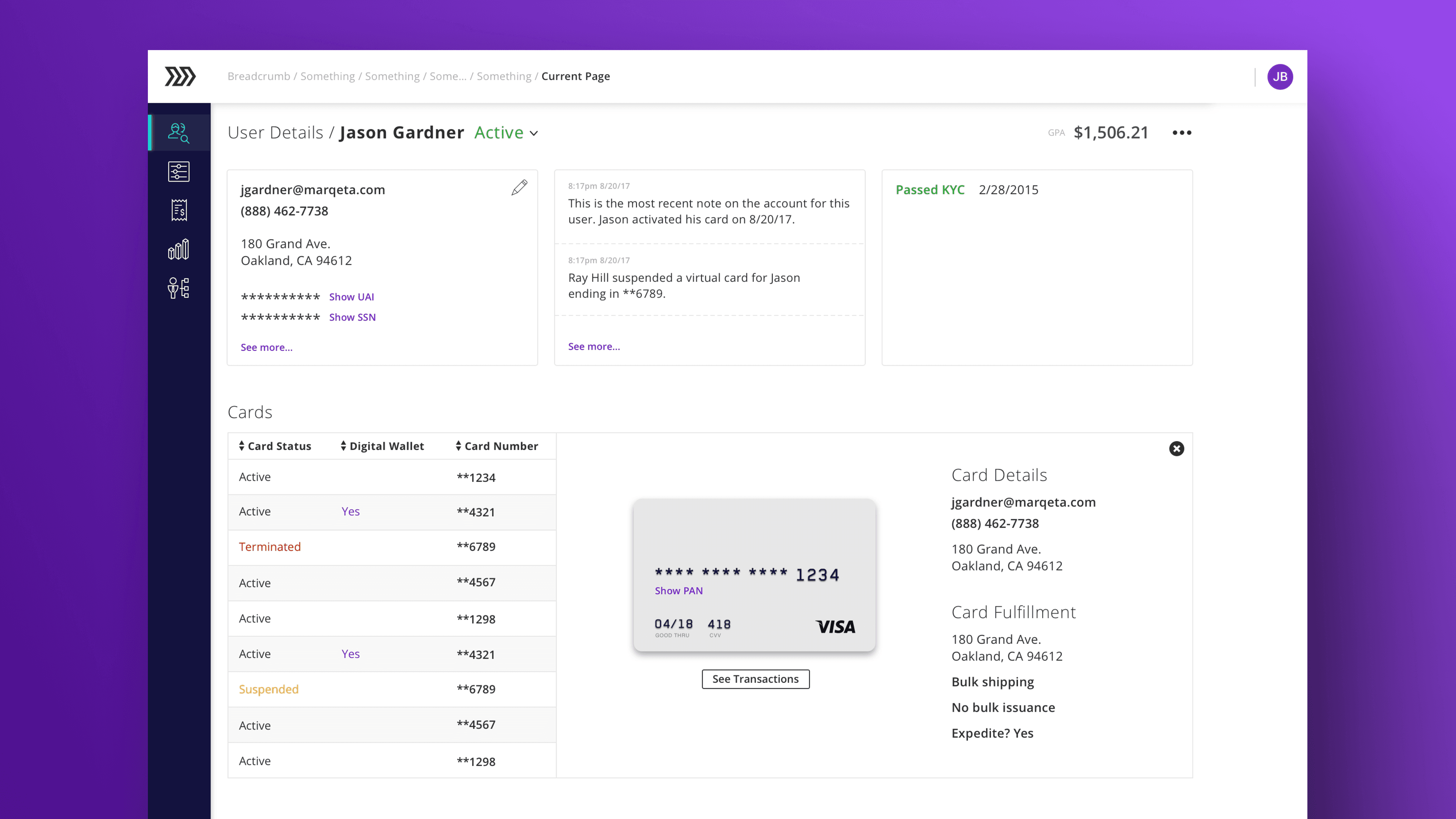 payments dashboard