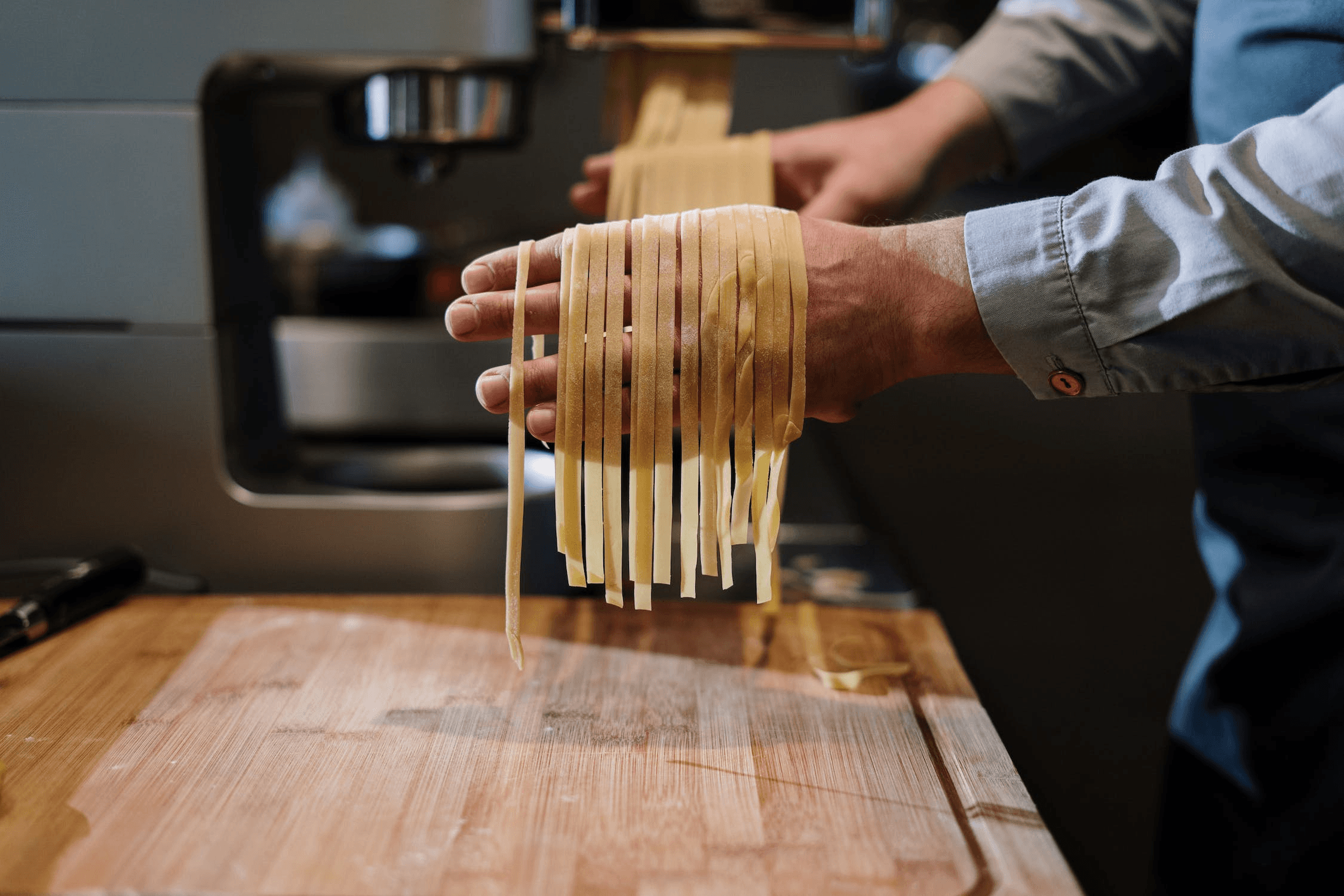 Chef handmaking pasta