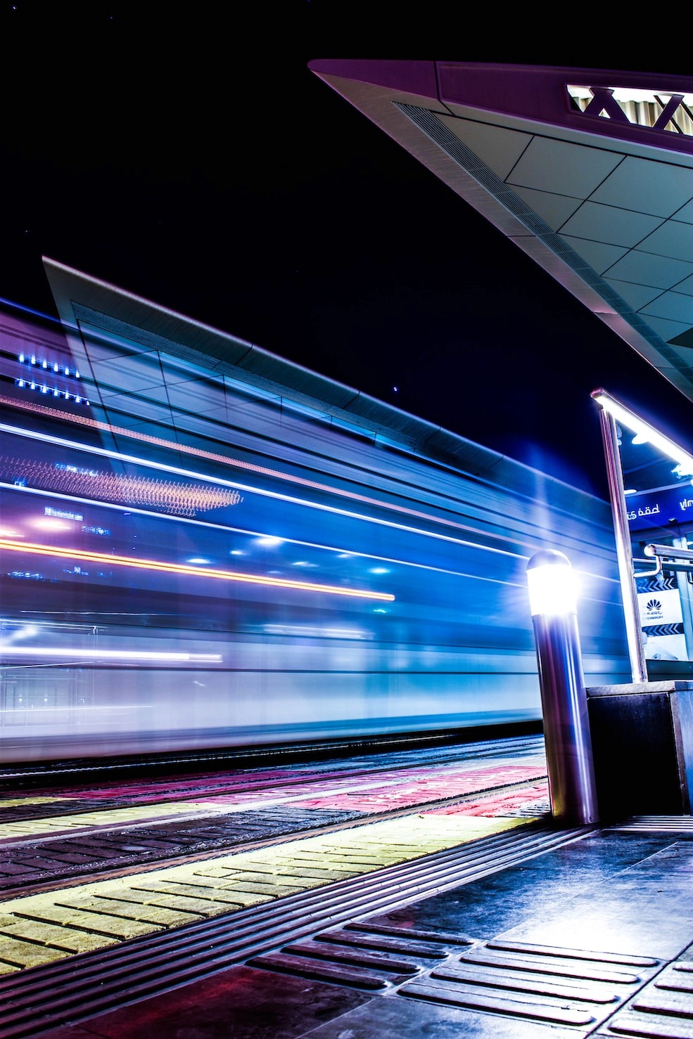 long light exposure of a train station