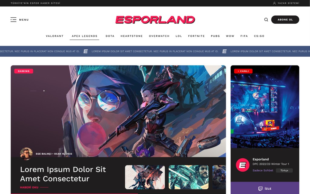 hero section of Esporland's homepage