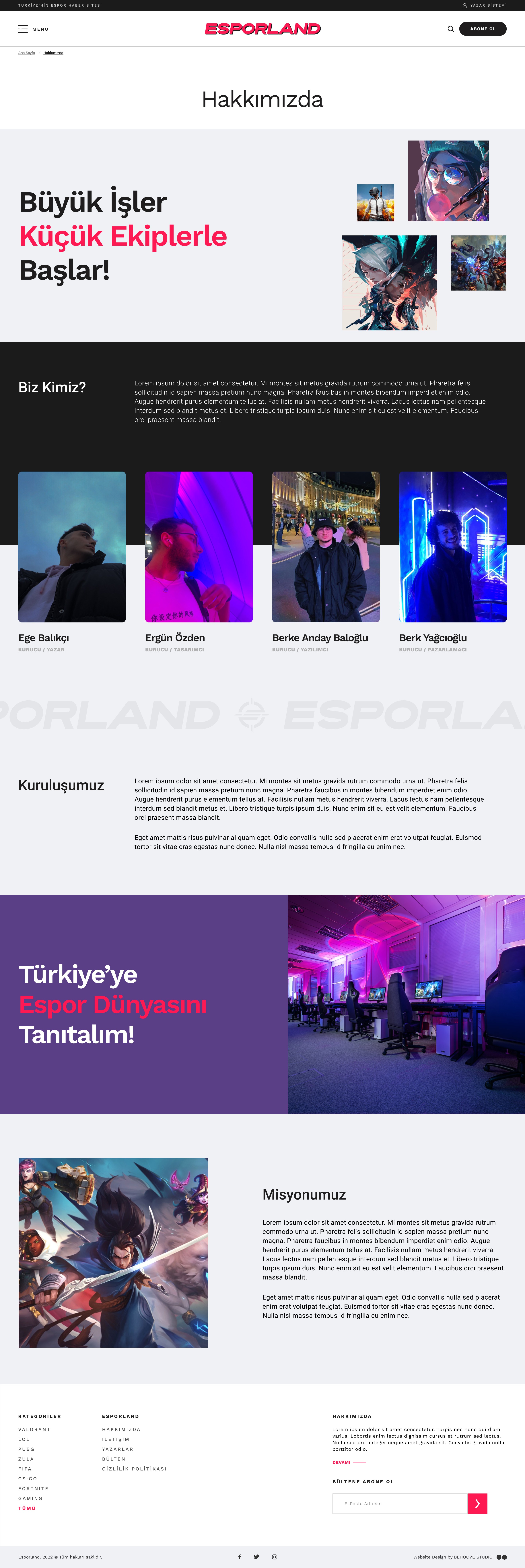 about us page of Esporland