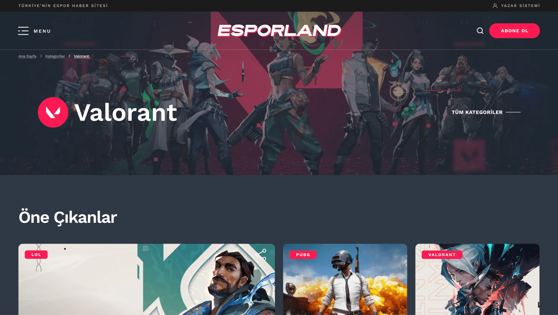 category page of Esporland's website