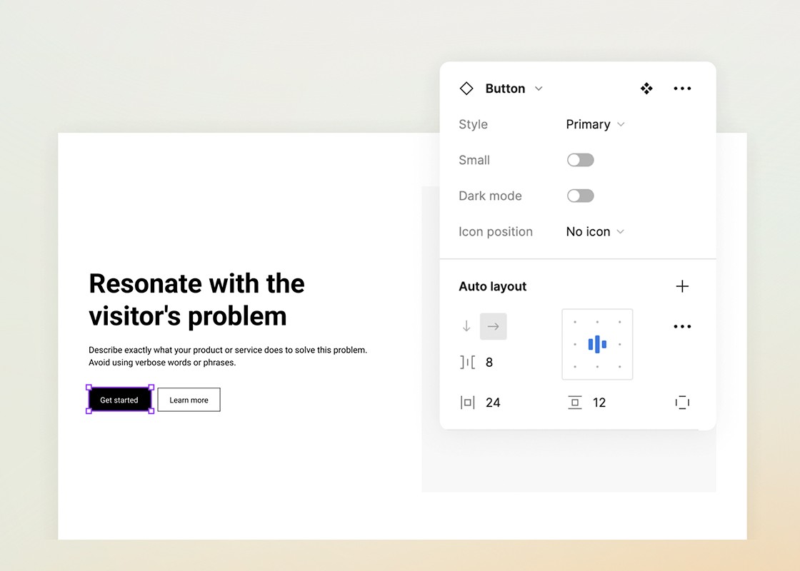 Figma user interface screenshot, showing padding between elements