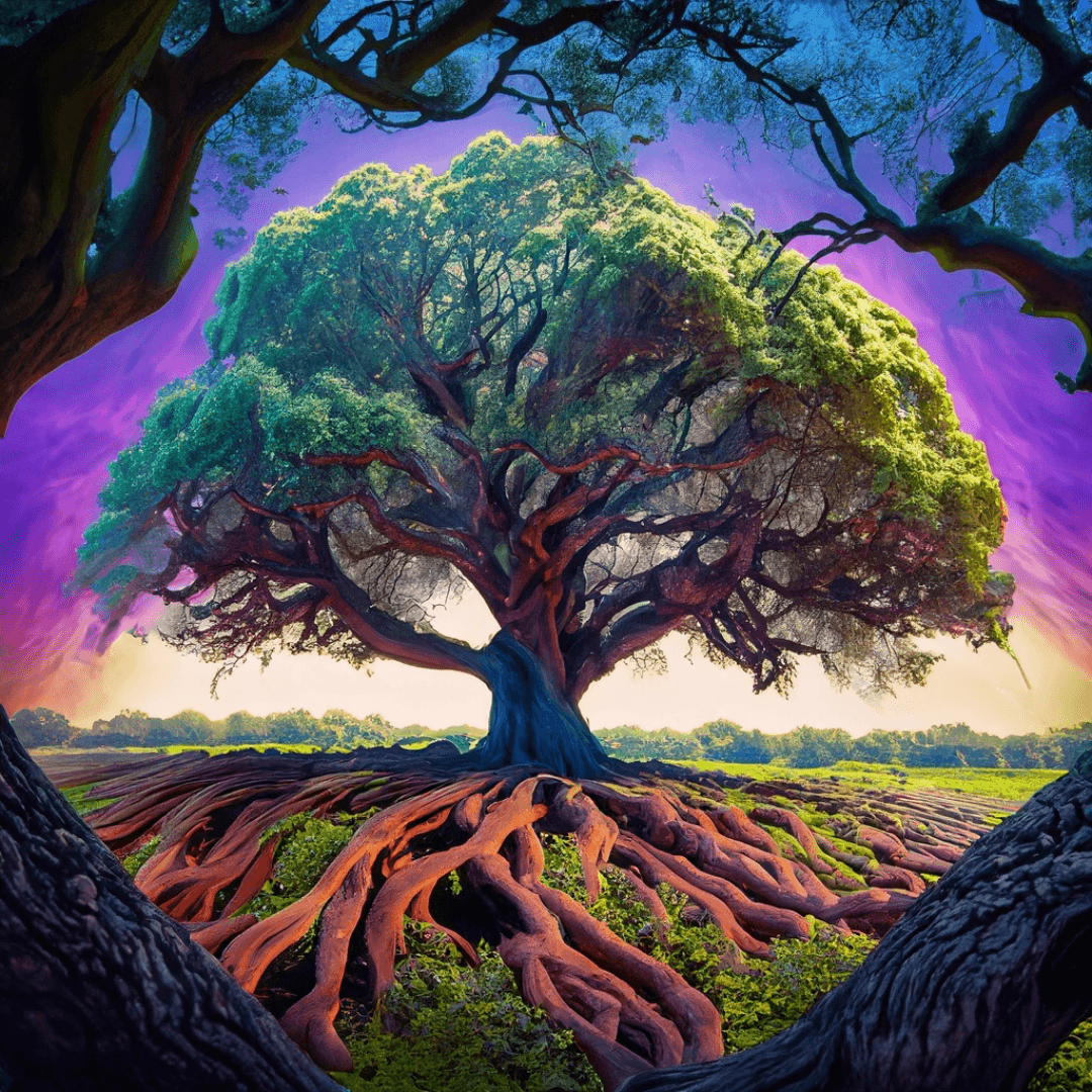 live oak tree with roots ai artwork