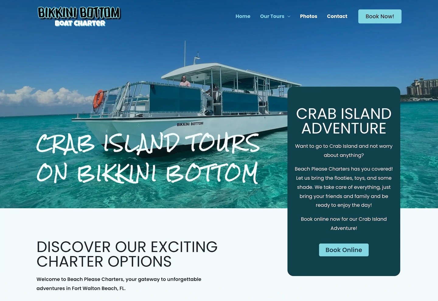 destin fl water tour company web designer