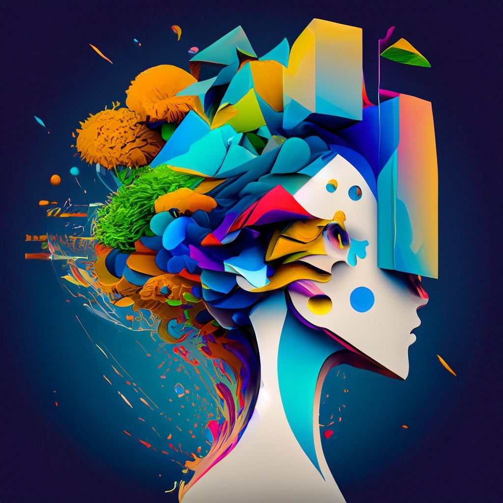 geometric and abstract artwork of head ai art