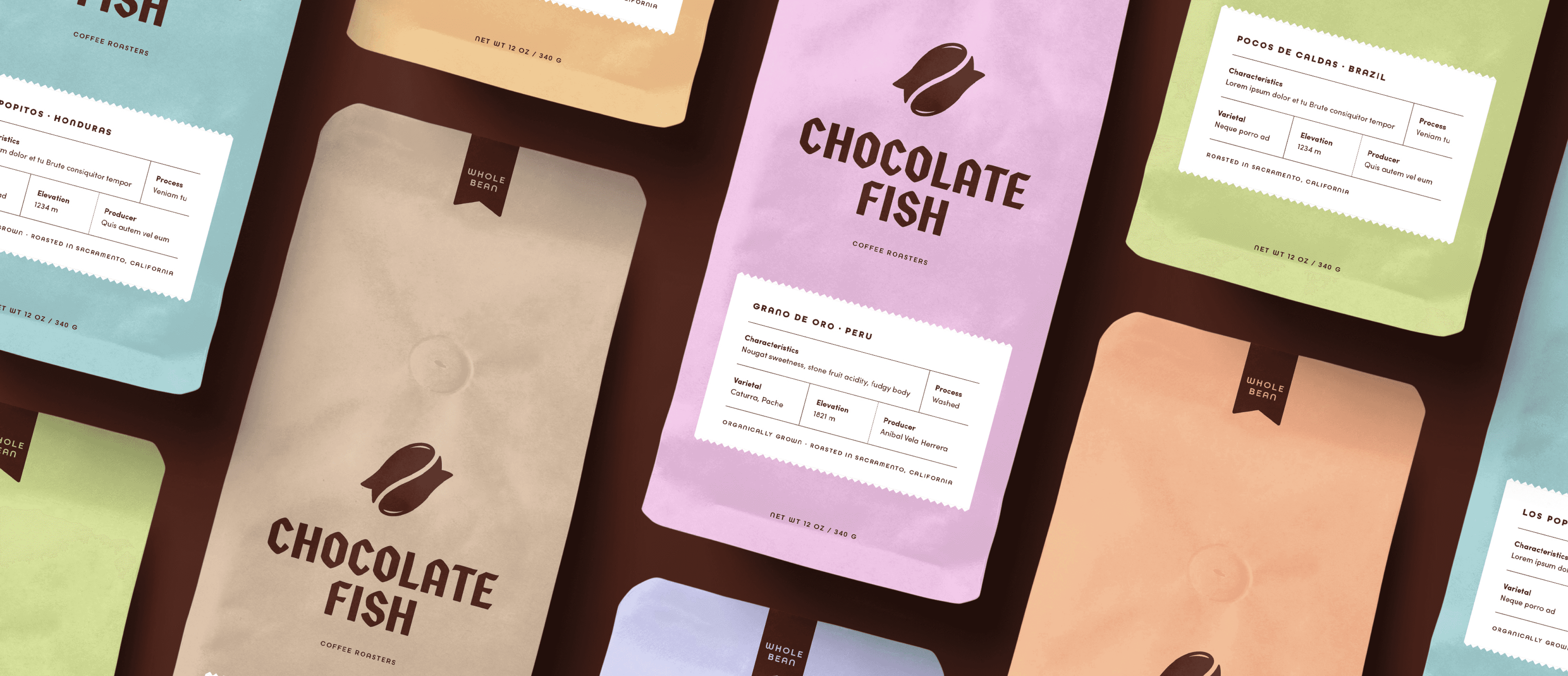 Chocolate Fish coffee packaging