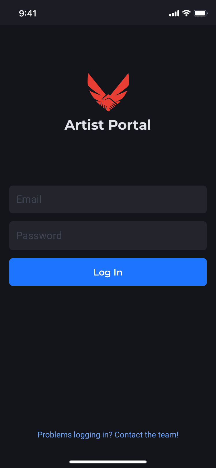 ravyn artist app - signup