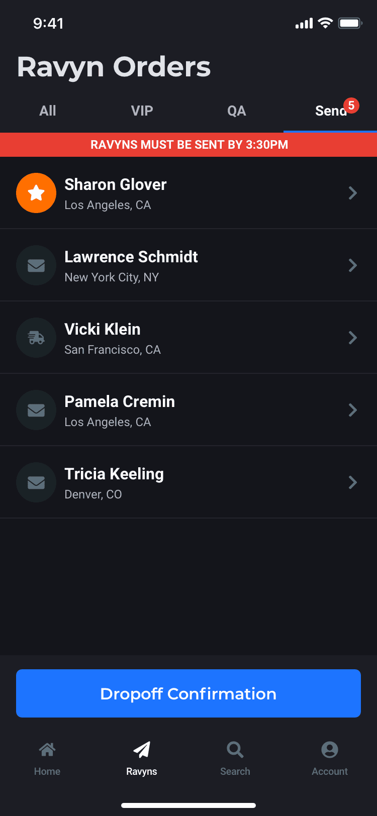 ravyn artist app - orders