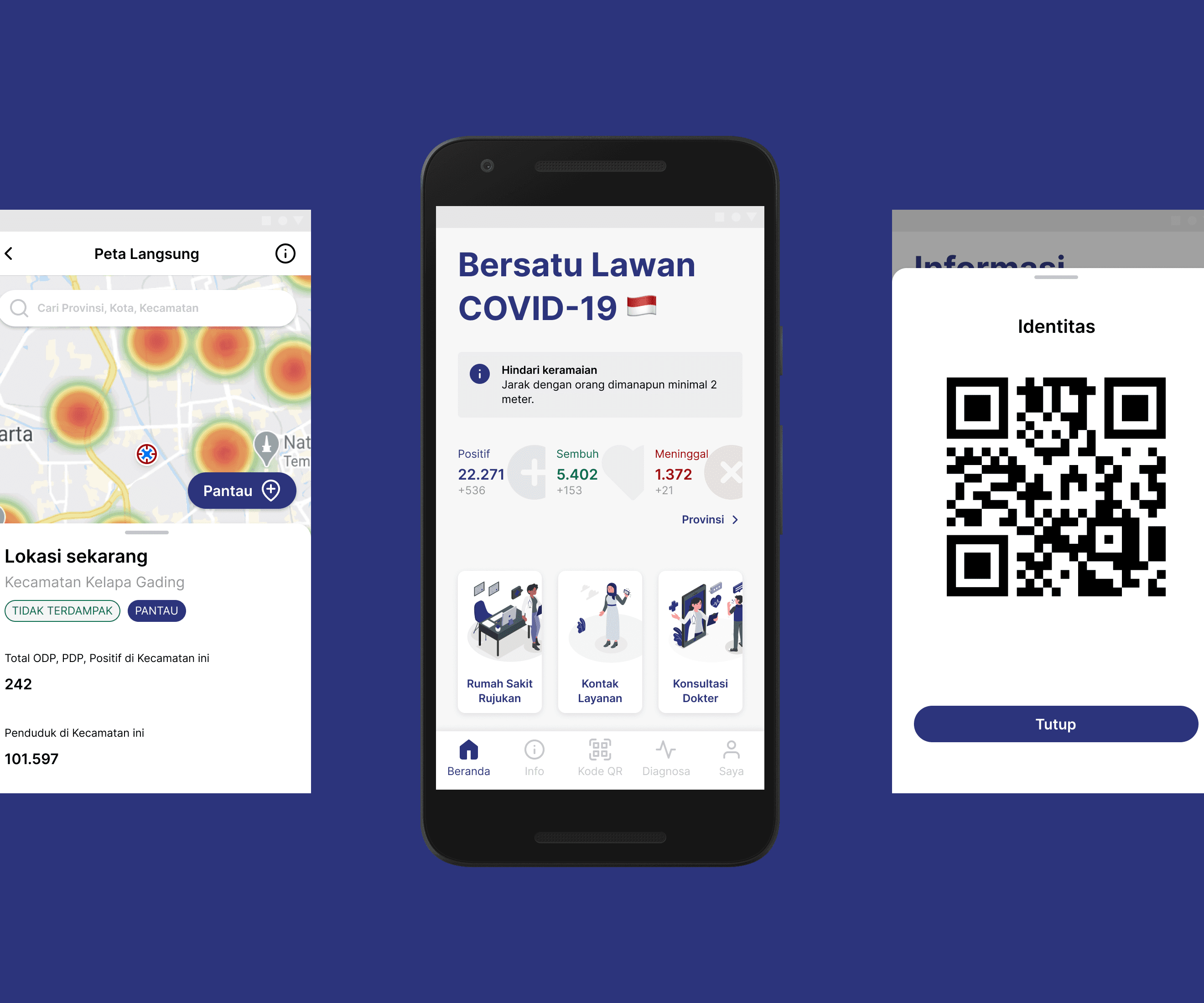 The Official COVID-19 App screens