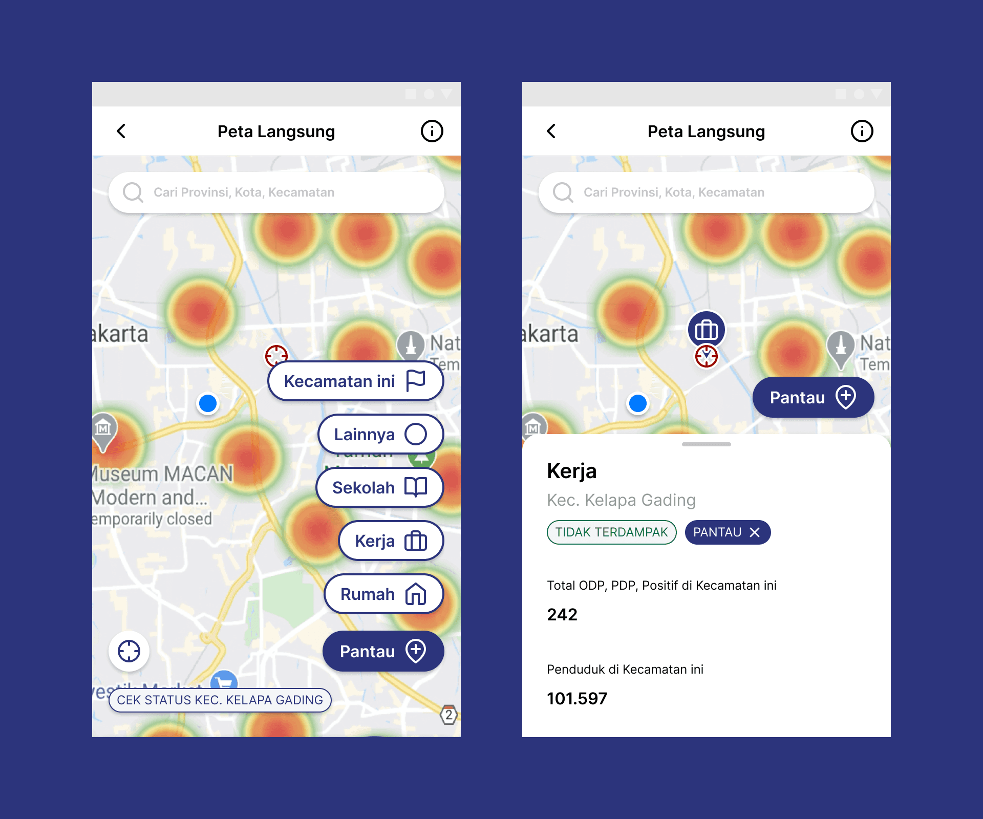 Live map of cases and risk areas