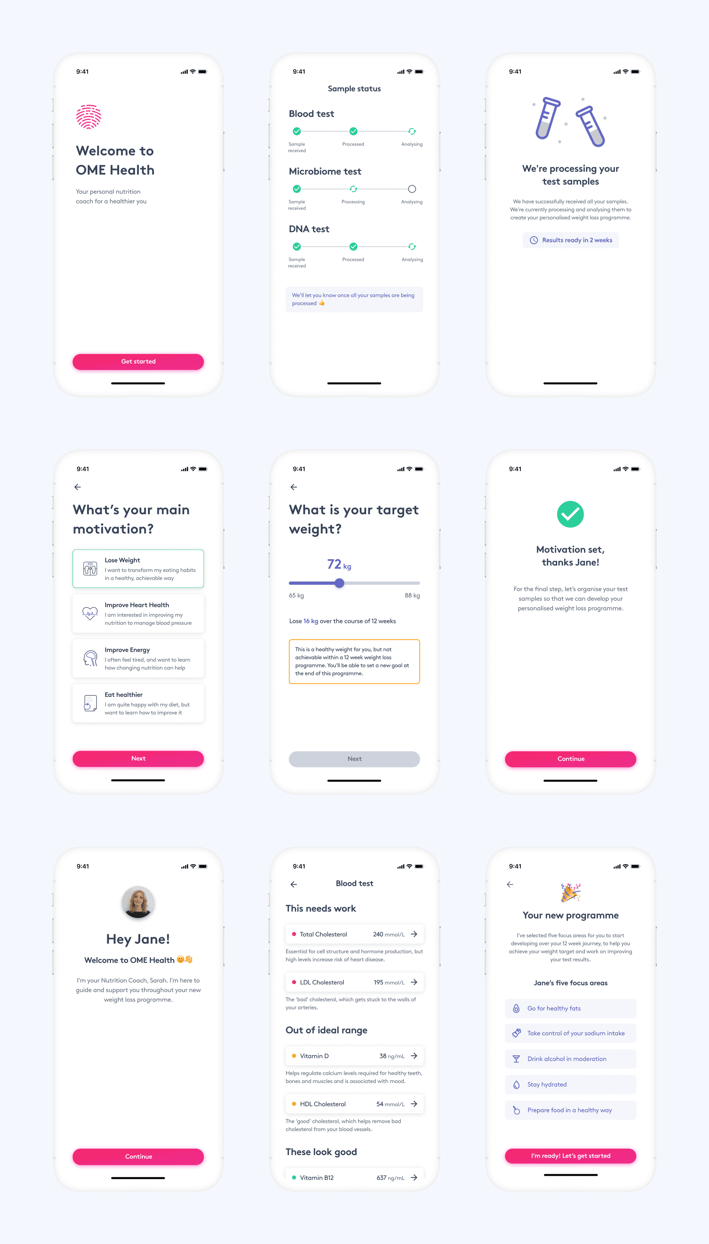 App design screens of the new onboarding experience