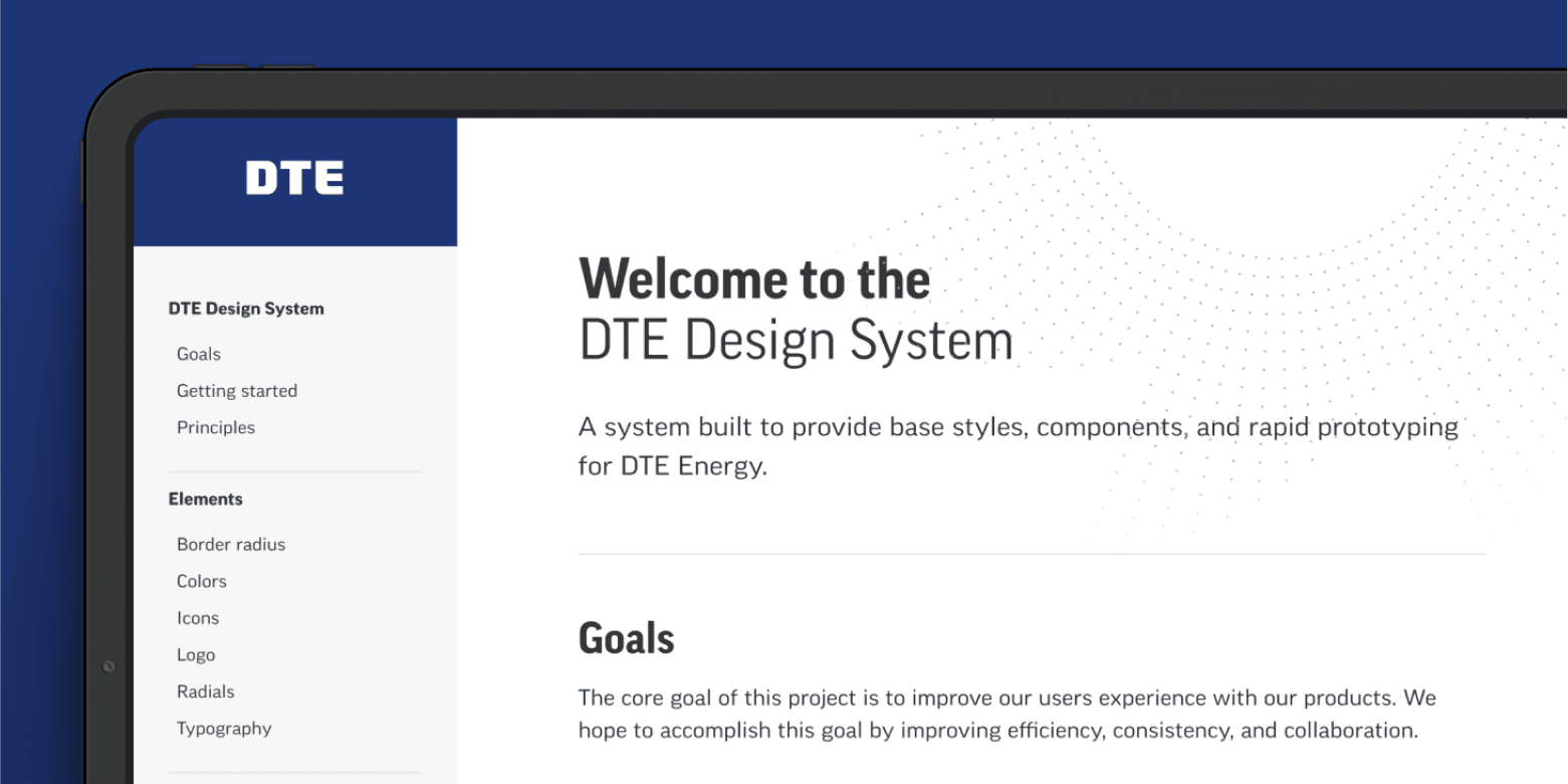 DTE Design System landing page