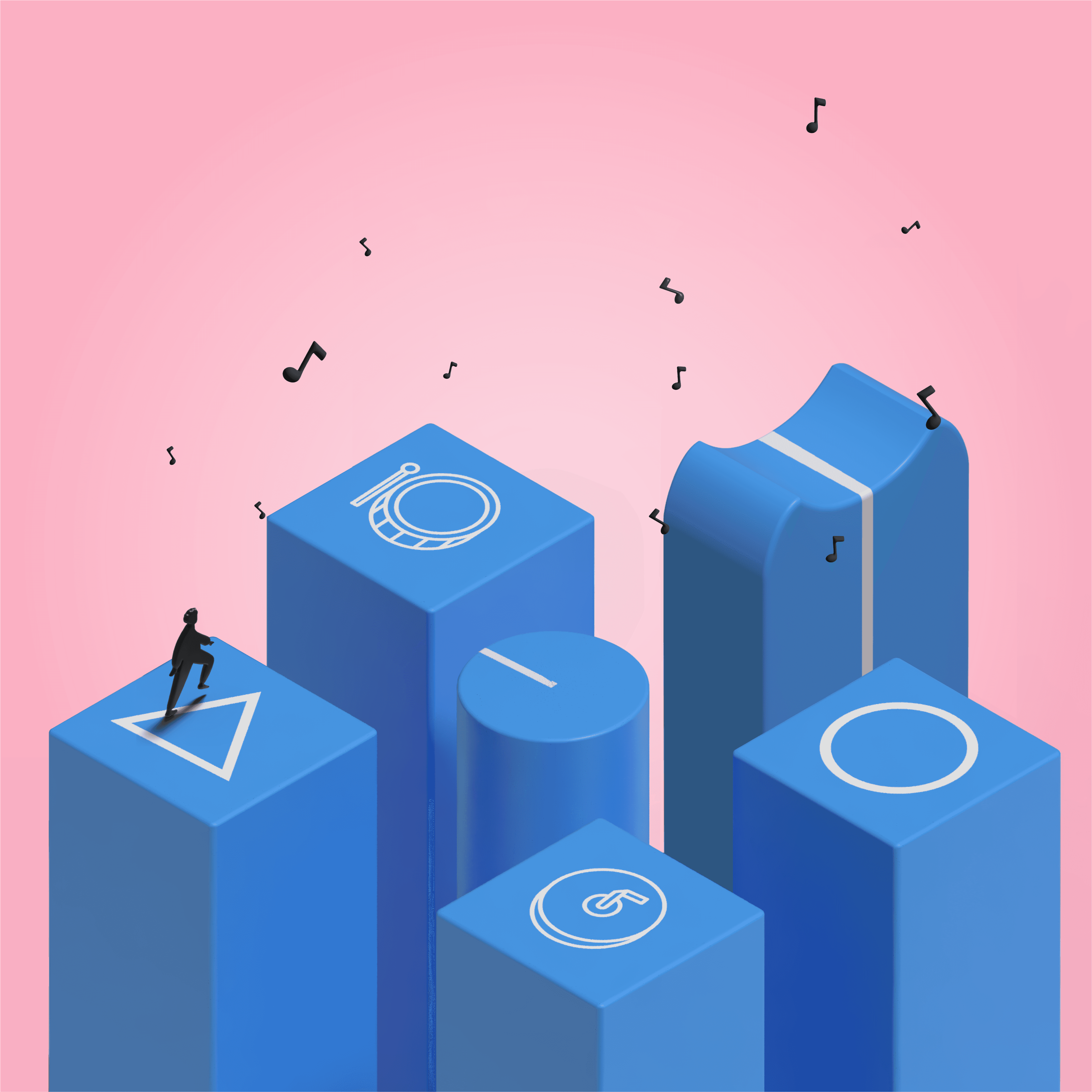 Illustration of a learner on the journey to learn about electronic music instruments