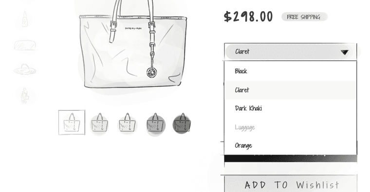 Display-different-color-options ecommerce ux design