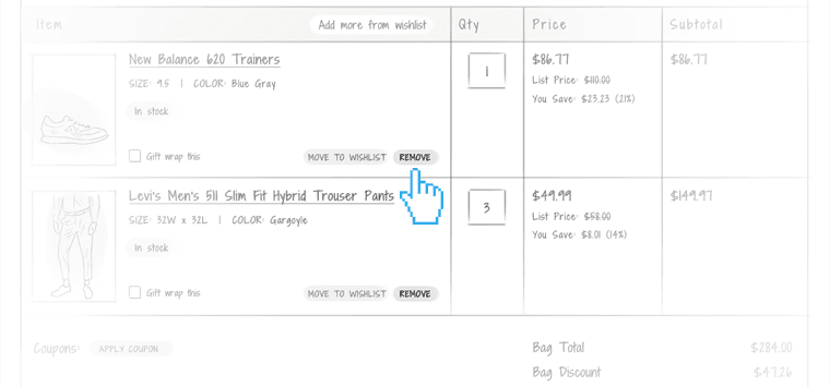 Let-the-shoppers-easily-remove-items-from-cart_1 ecommerce ux design