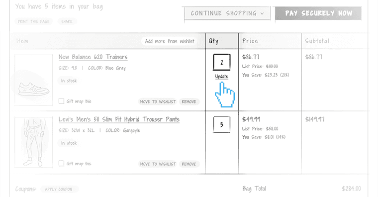 Allow-the-user-to-edit-cart-items ecommerce ux design