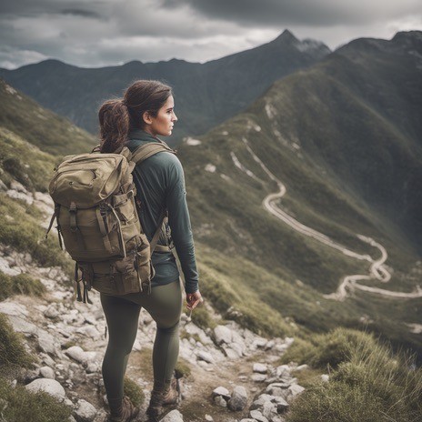 woman exercising with heavy backpack