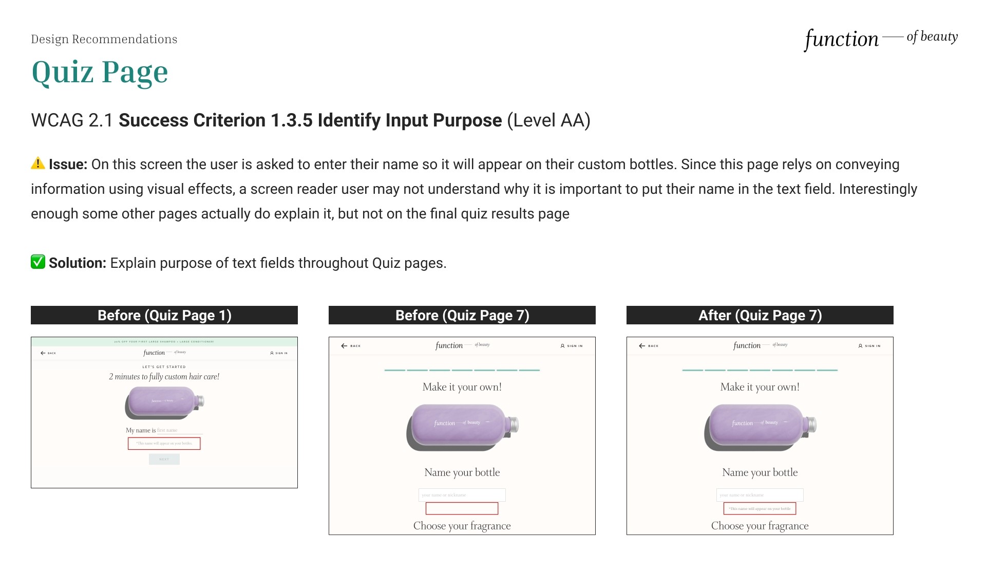 Identify Input Purpose - Recommendations