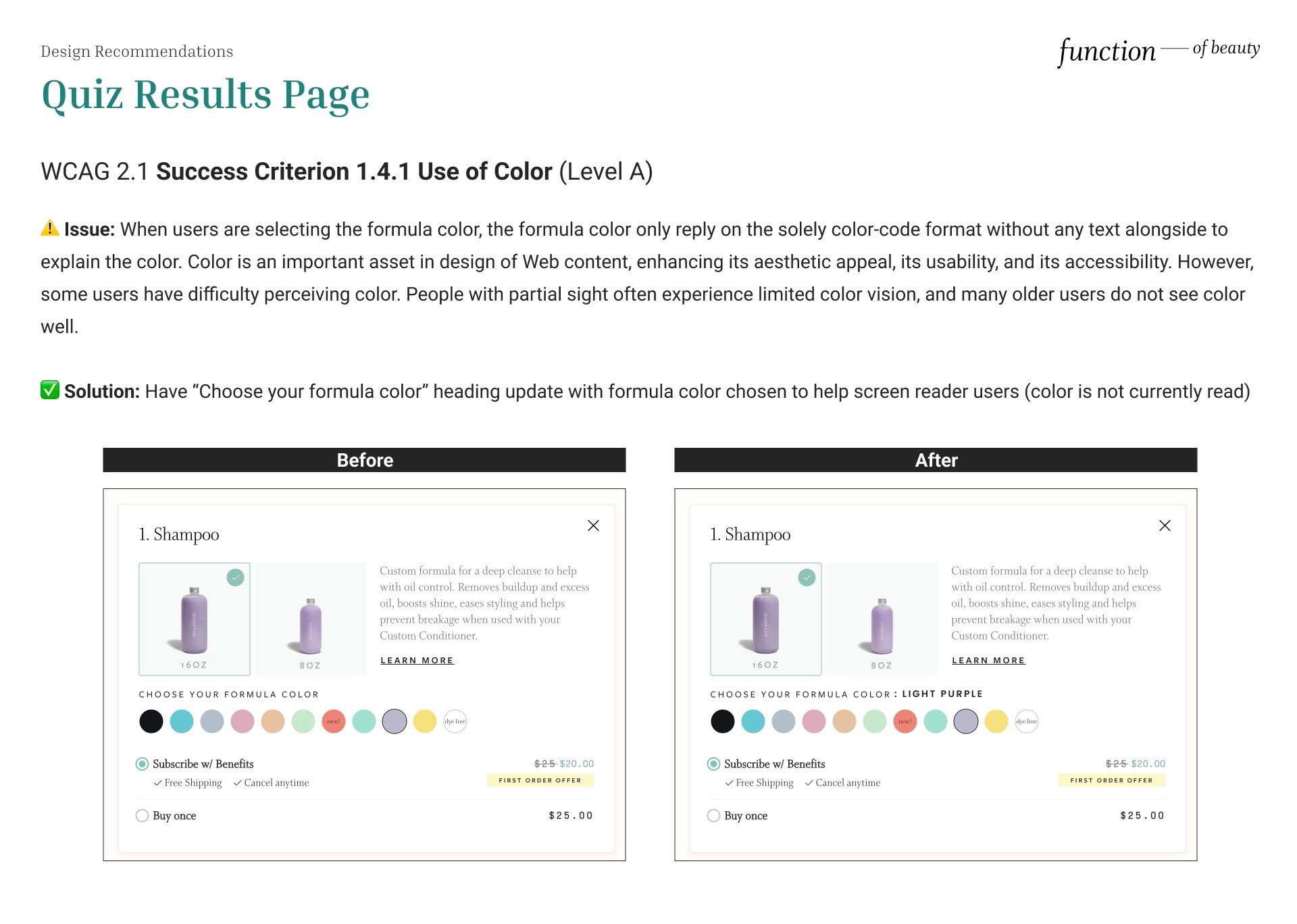 Use of Color - Recommendations