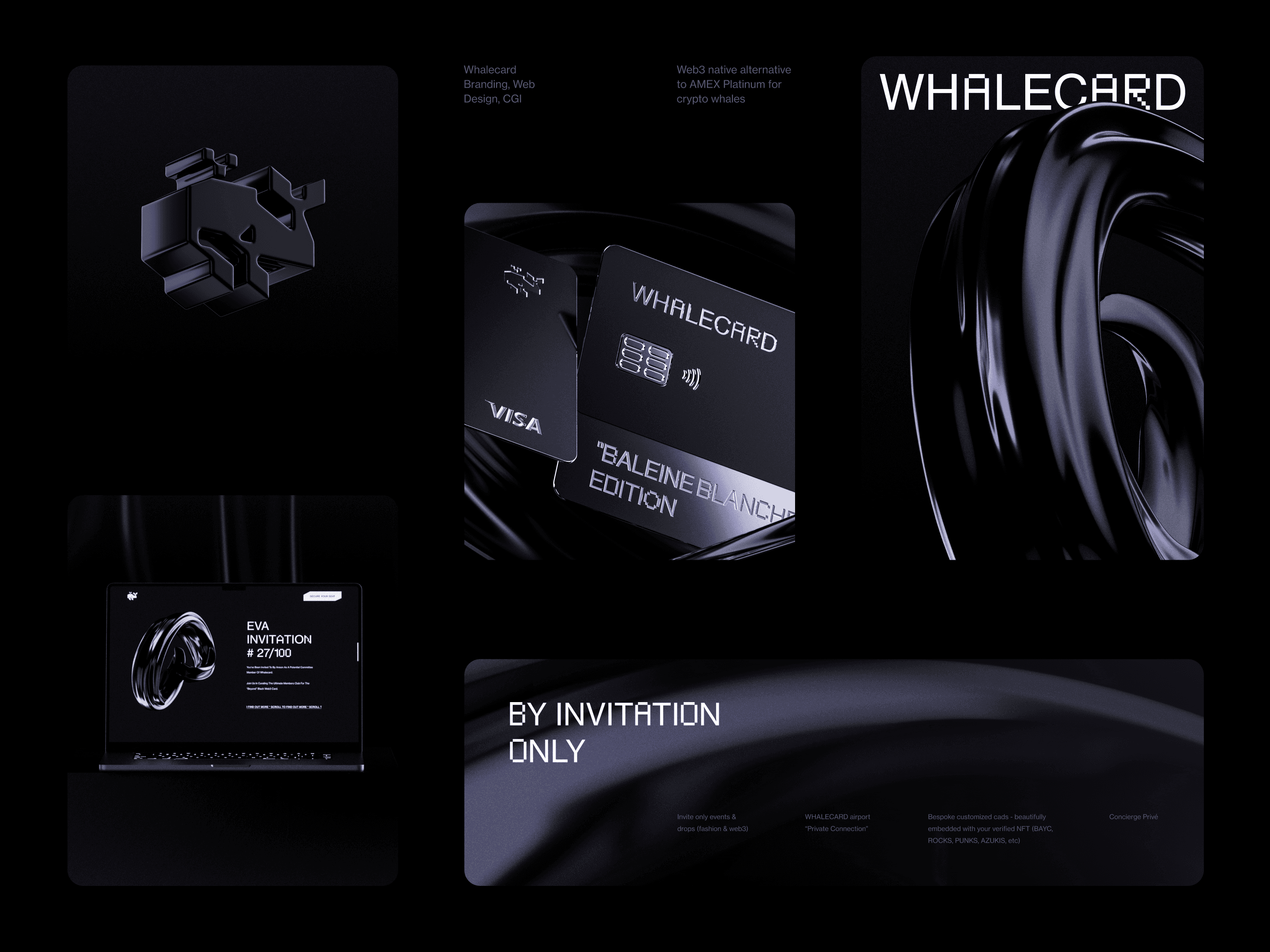 Whalecard stylescape - branding, 3D, and web design