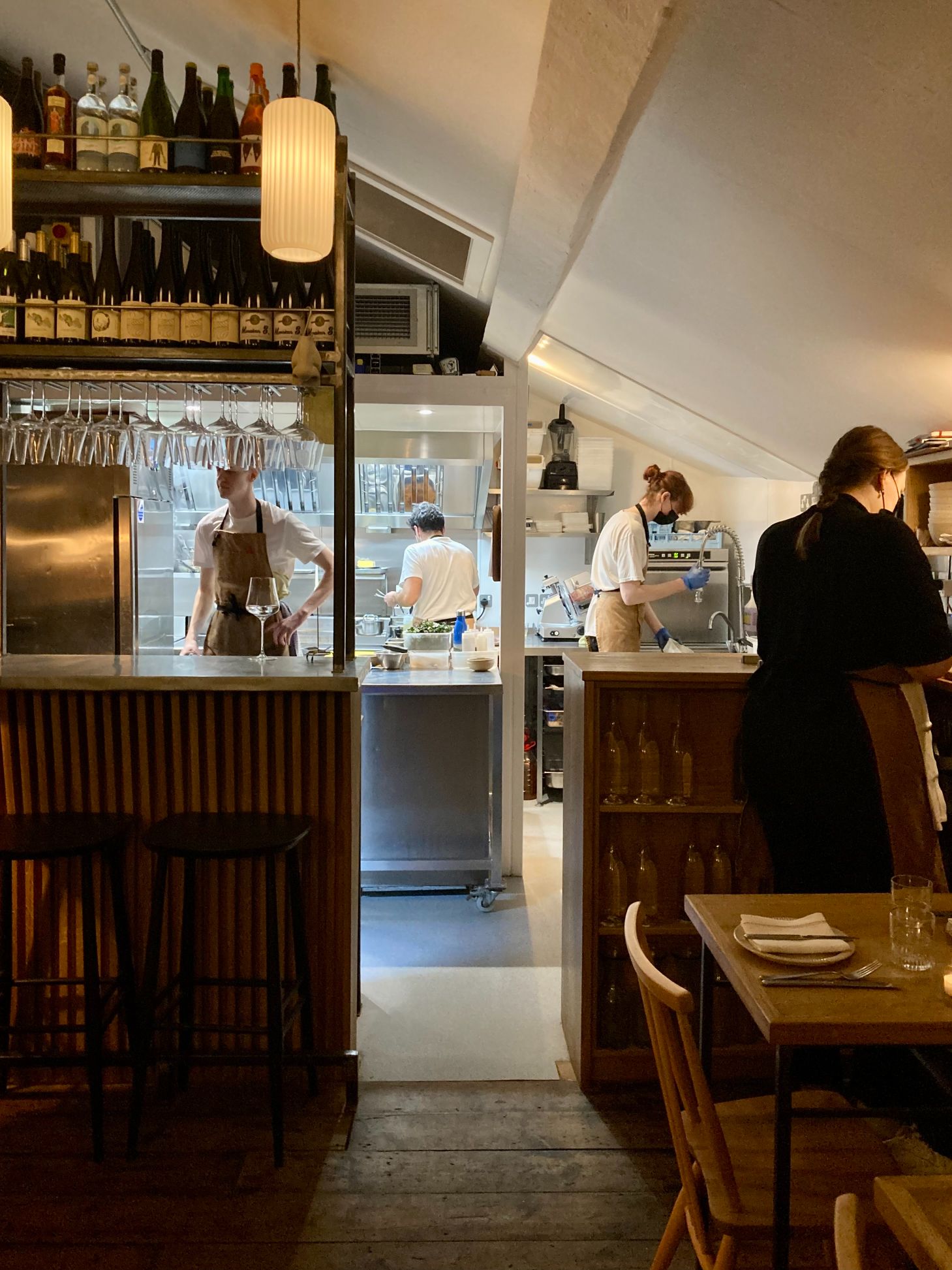 The space and kitchen of the restaurant