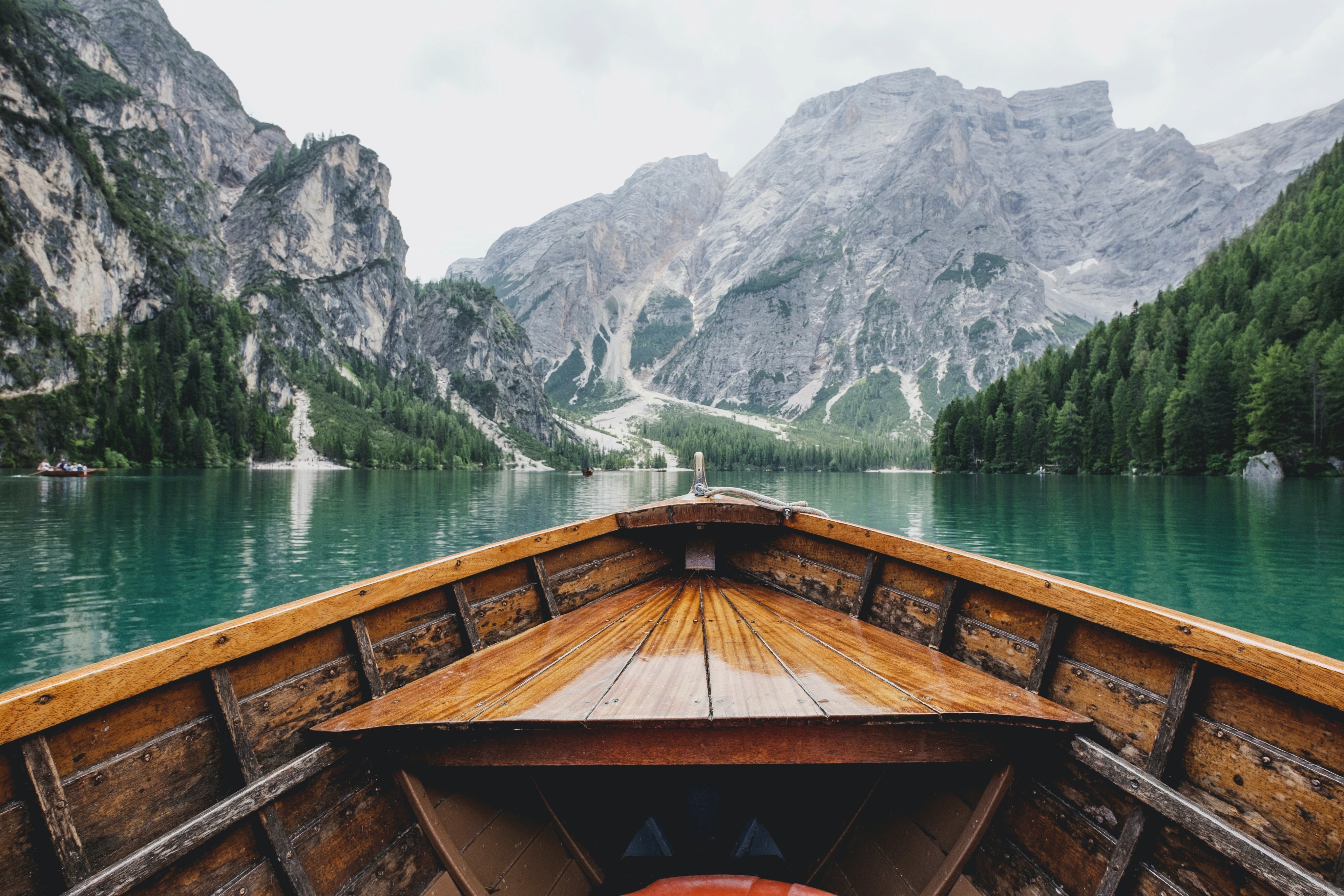 mountain landscape viewd from a boat in a body of water