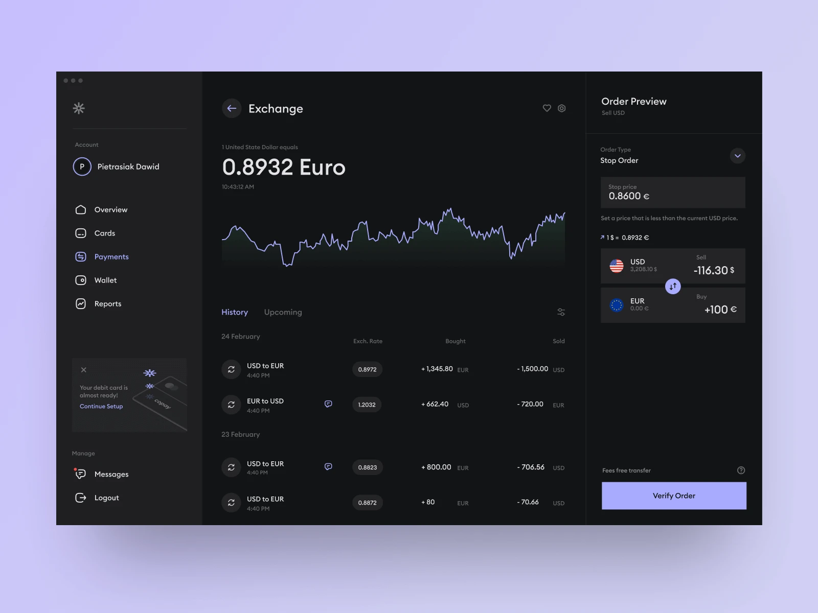 Currency App Dasboard