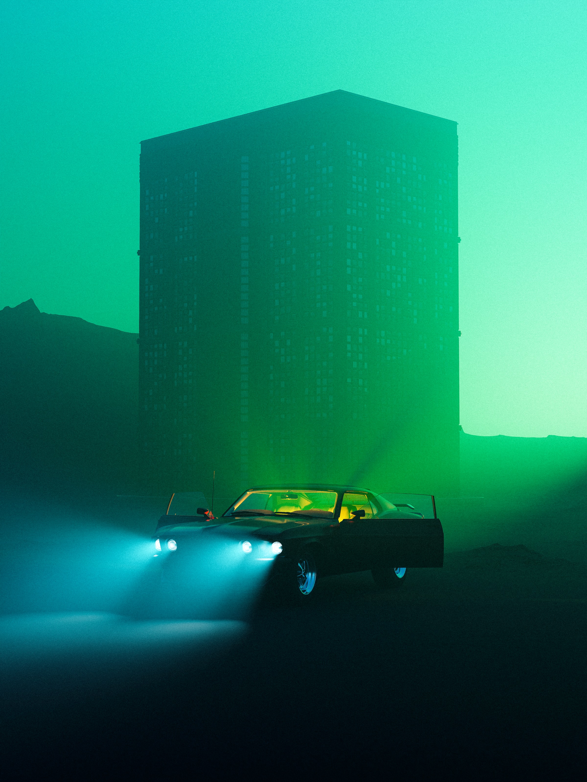 Car in front of Tower